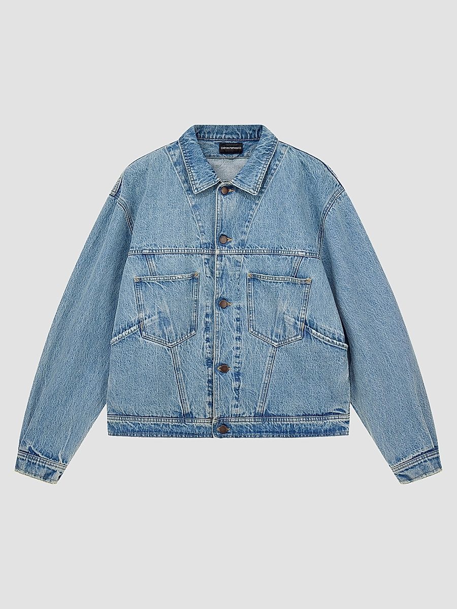 Men's Oversized Denim Jacket - Light Blue Denim - Size 48