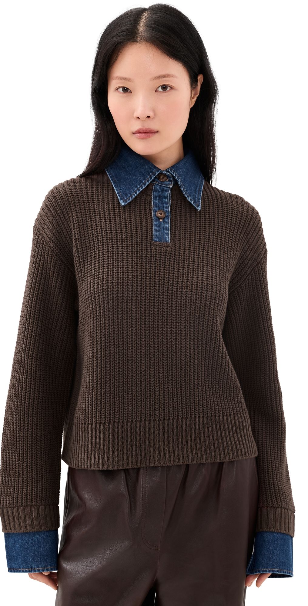 LE JEAN Harvey Sweater Denim/Brown XS