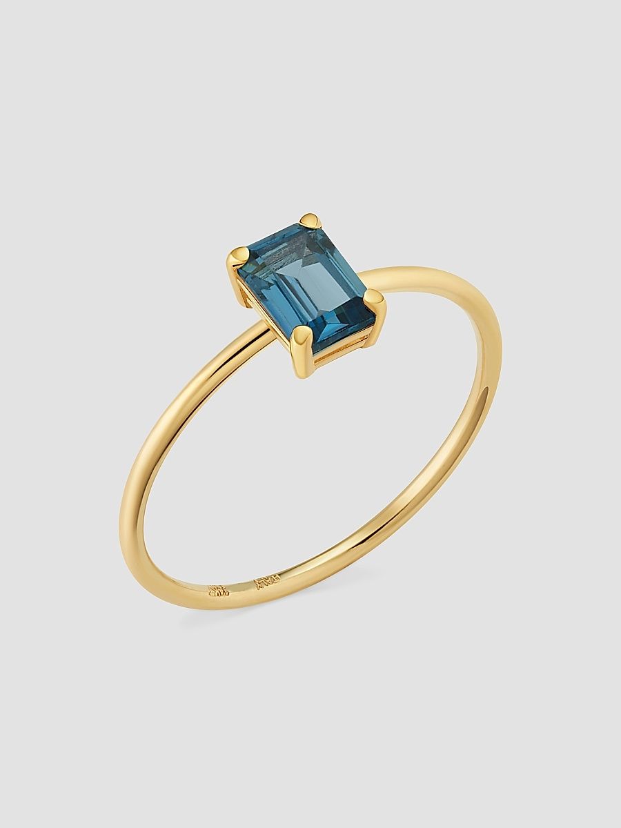 Women's 14K Yellow Gold Gemstone Vivid Ring - Teal Topaz - Size 9