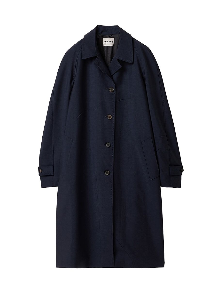 Women's Single Breasted Kid Mohair Coat - Blue - Size 12
