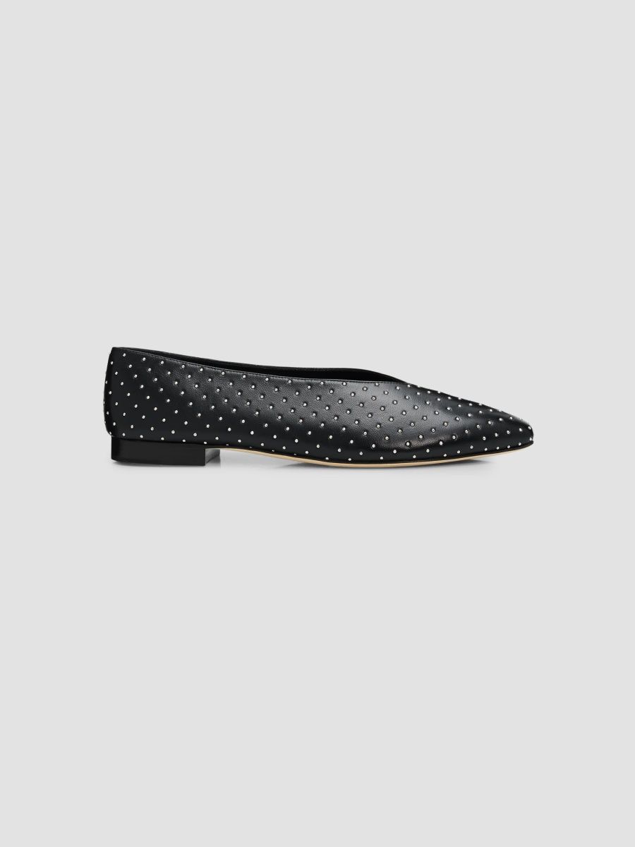 Jimmy Choo Women's Margot Studded Leather Ballet Flats - Black Silver - Size 12