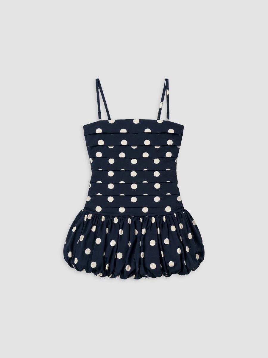 KatieJ NYC Girl's Girl's Tippy Polka Dot Cotton Sleeveless Mini Dress - Evening Blue - Size 14