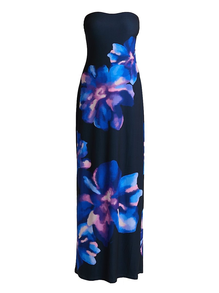 Women's Floral Nora Maxi Dress - Navy Floral Jersey - Size XL