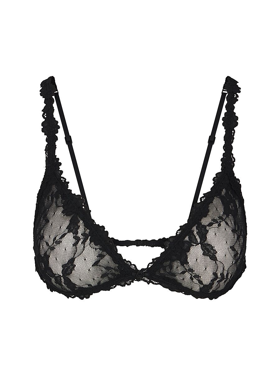 Women's Stretch Lace Triangle Bralette - Soot - Size Small