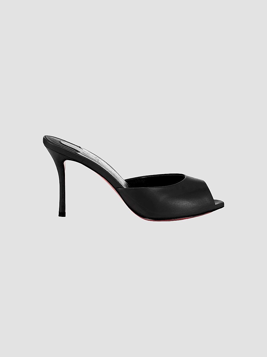 Christian Louboutin Women's Me Dolly 85MM Leather Mules - Black - Size 7