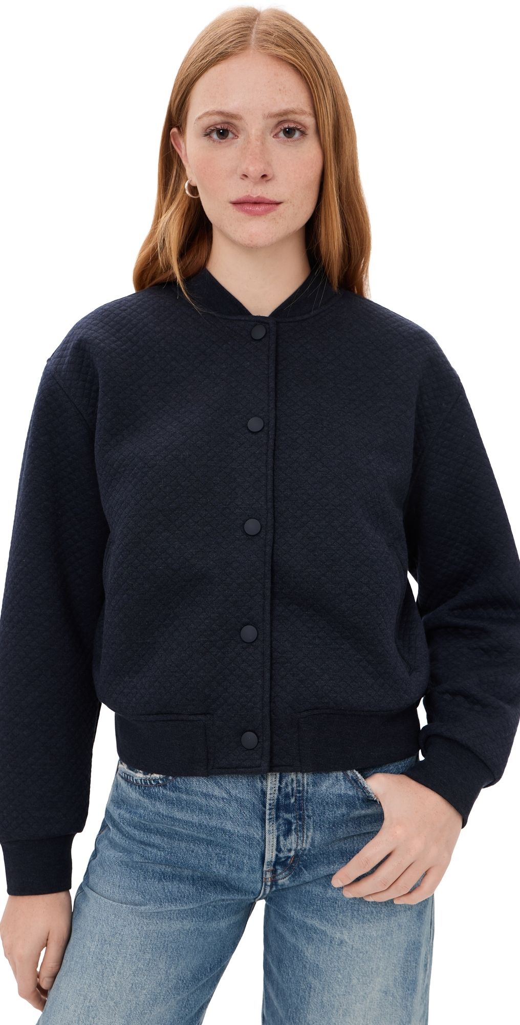 Marine Layer Corbet Quilted Bomber Jacket Navy Heather M