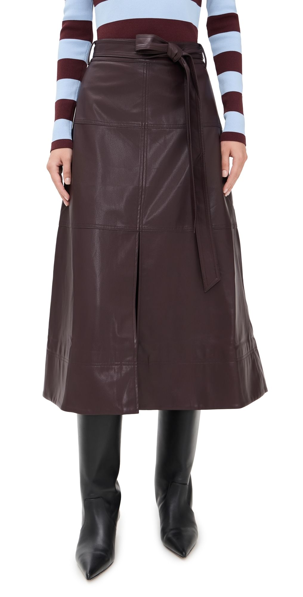 Tanya Taylor Hudley Faux Leather Skirt Oxblood 0