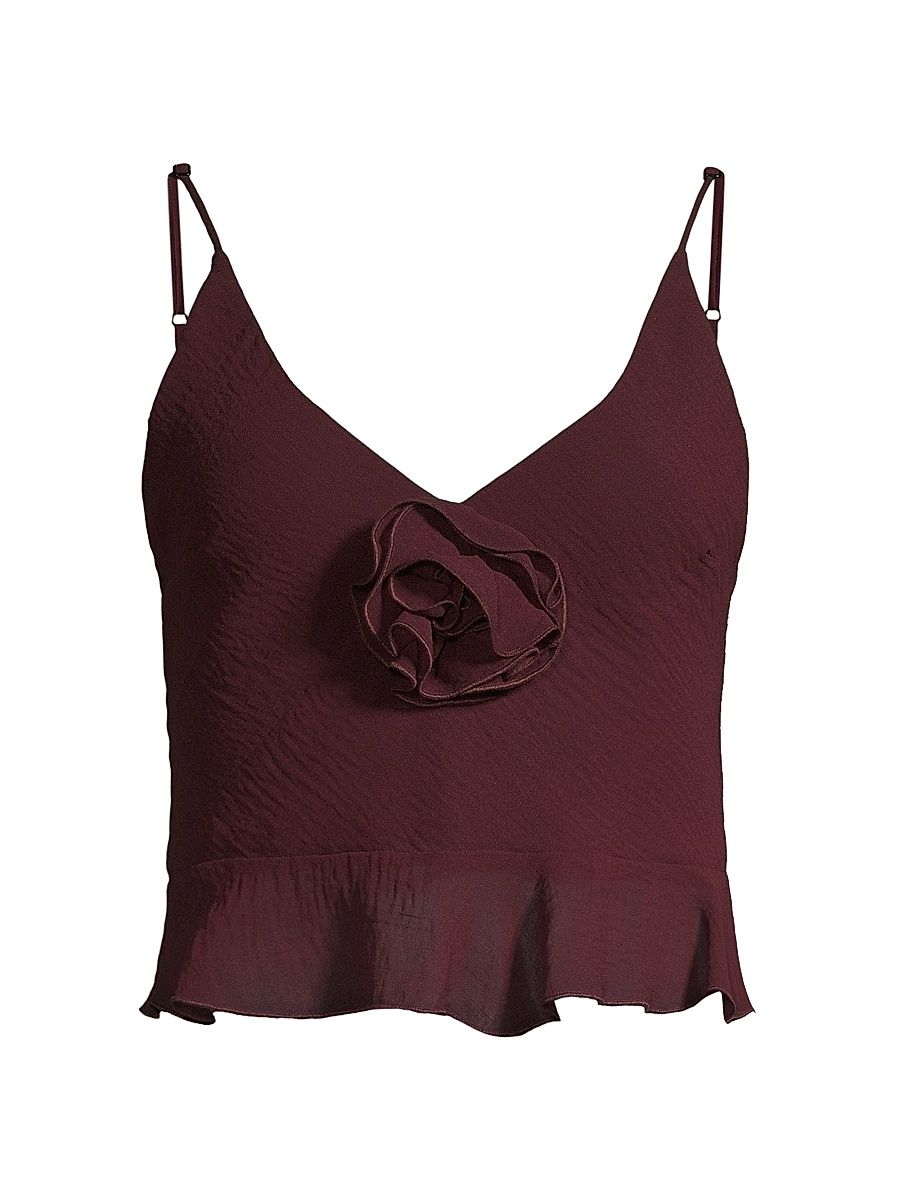 Women's Anya Floral Appliqué Tank - Eggplant - Size Small