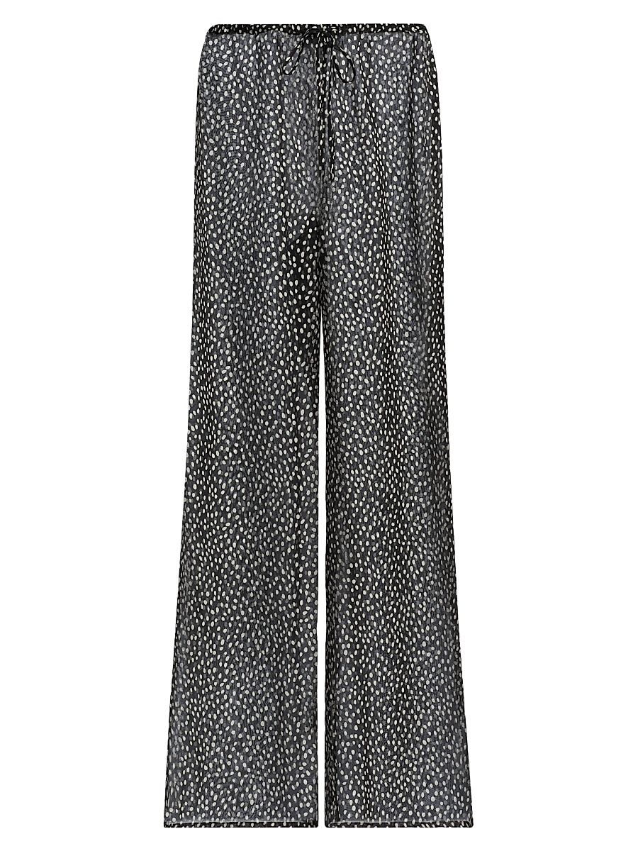 Women's Clea Wild Dot Silk Drawstring Pants - Wild Dot - Size XS