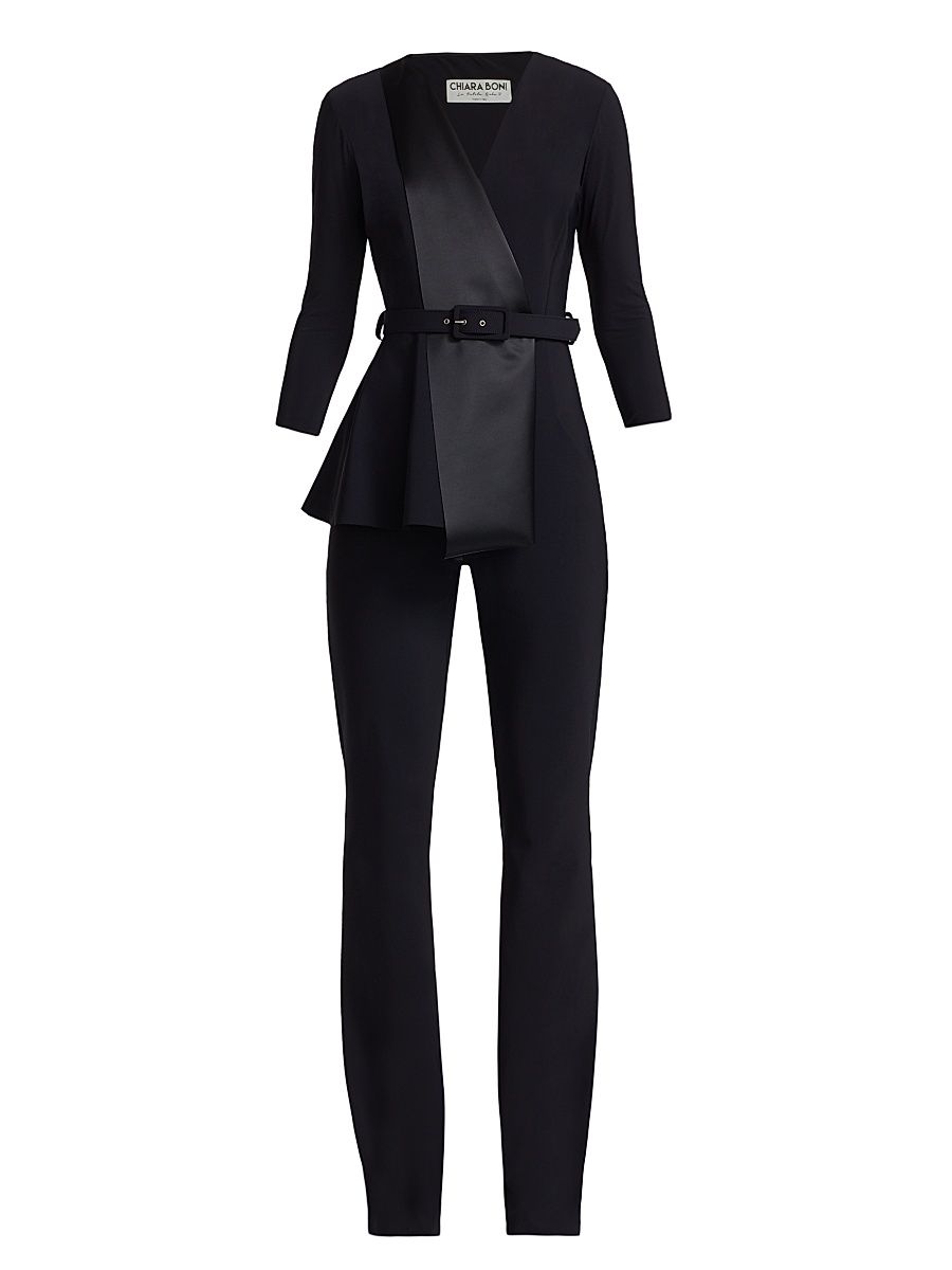 Women's Kerolyn Jersey Flare-Leg Jumpsuit - Black - Size 18