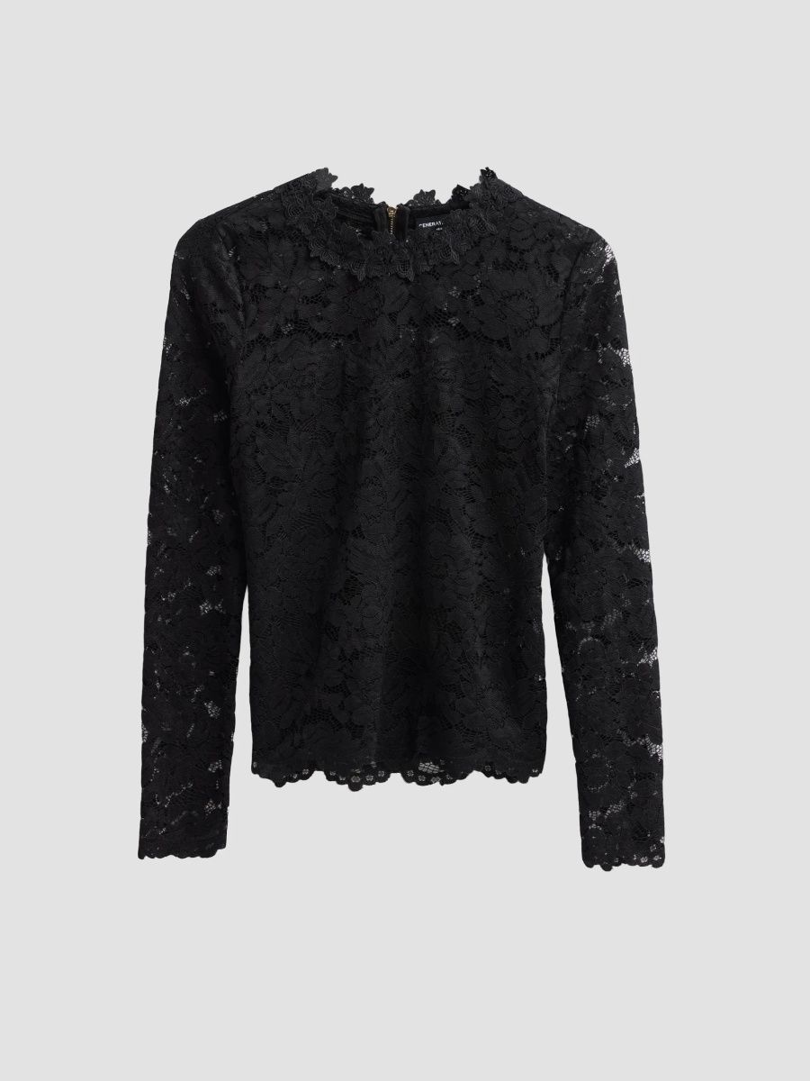 Generation Love Women's Vix Lace Long-Sleeve Top - Black - Size XL