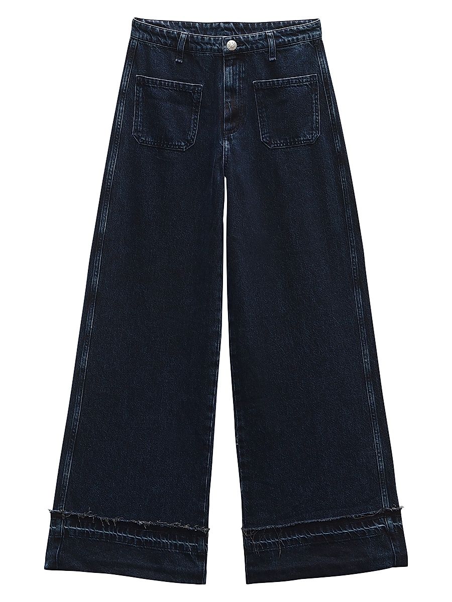 Women's Marina Denim Mid-Rise Wide-Leg Jeans - Elenna - Size 28