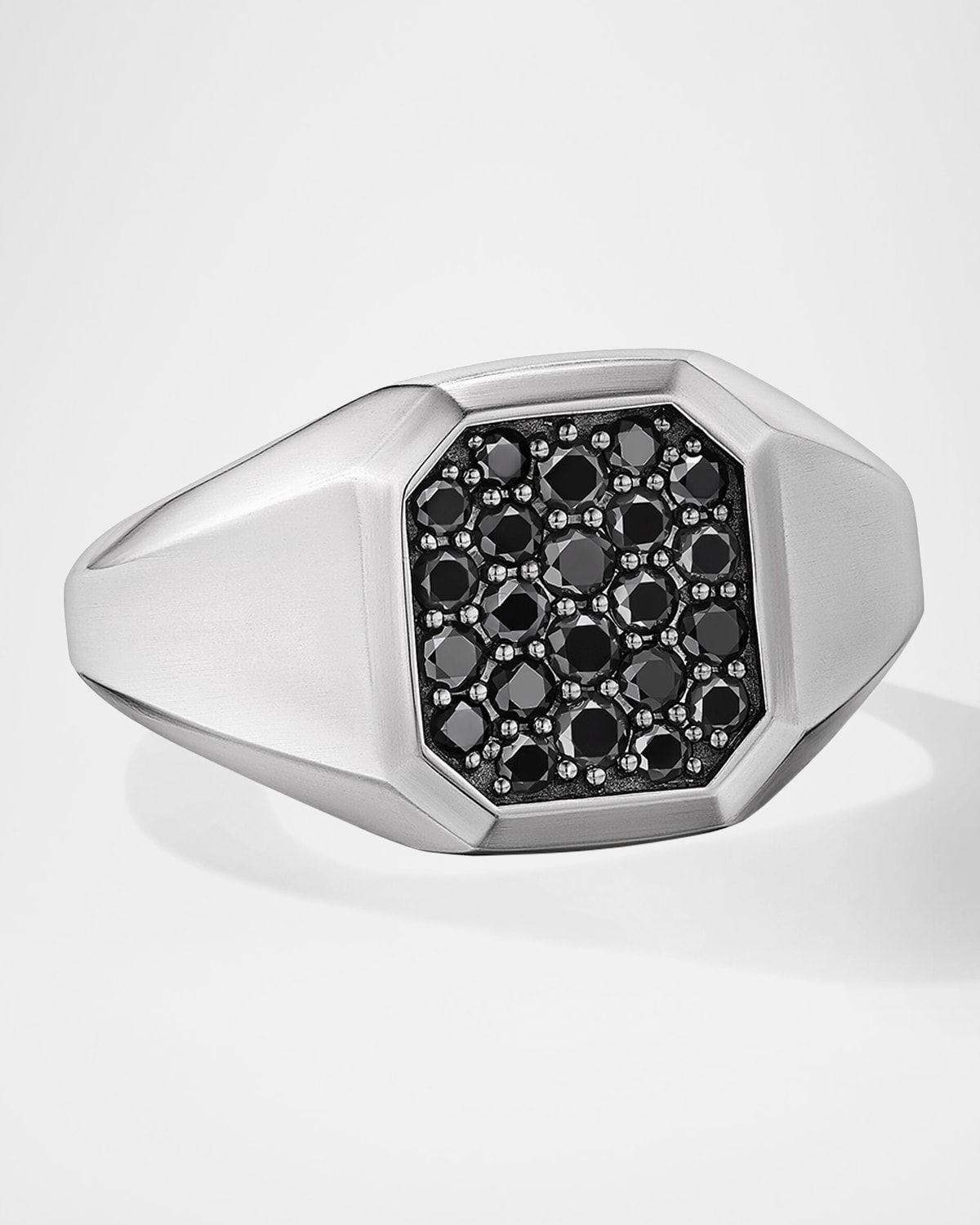 Men & apos;s Streamline Signet Ring with Diamonds in Silver, 14mm