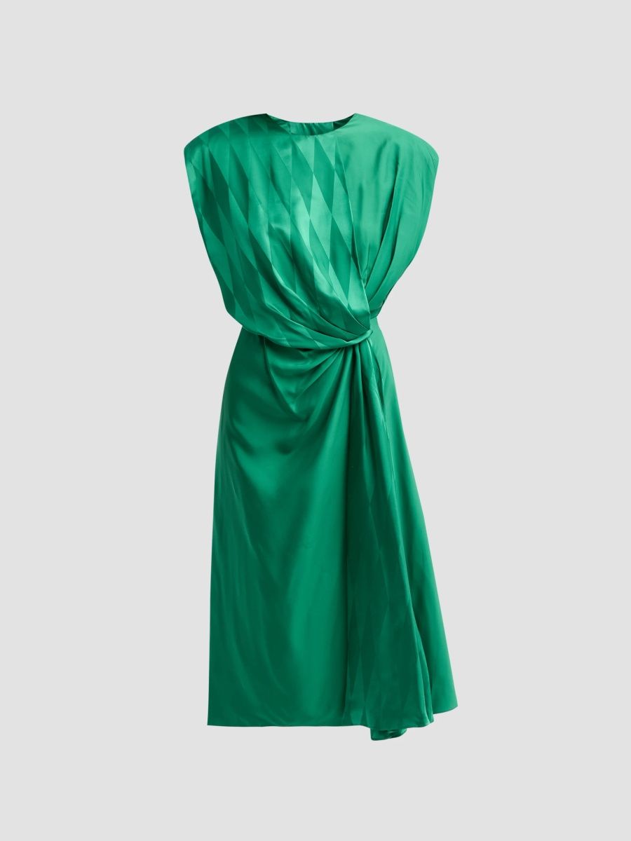 Versace Women's Silk-Blend Draped Midi Dress - Emerald - Size 2