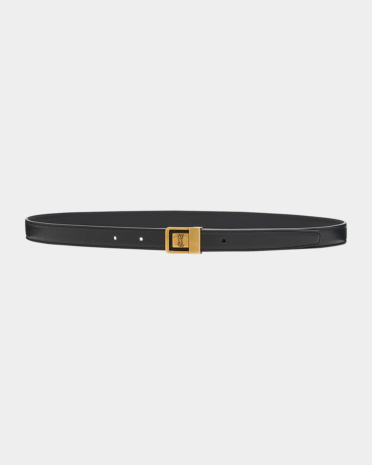 YSL Buckled Grainy Leather Belt