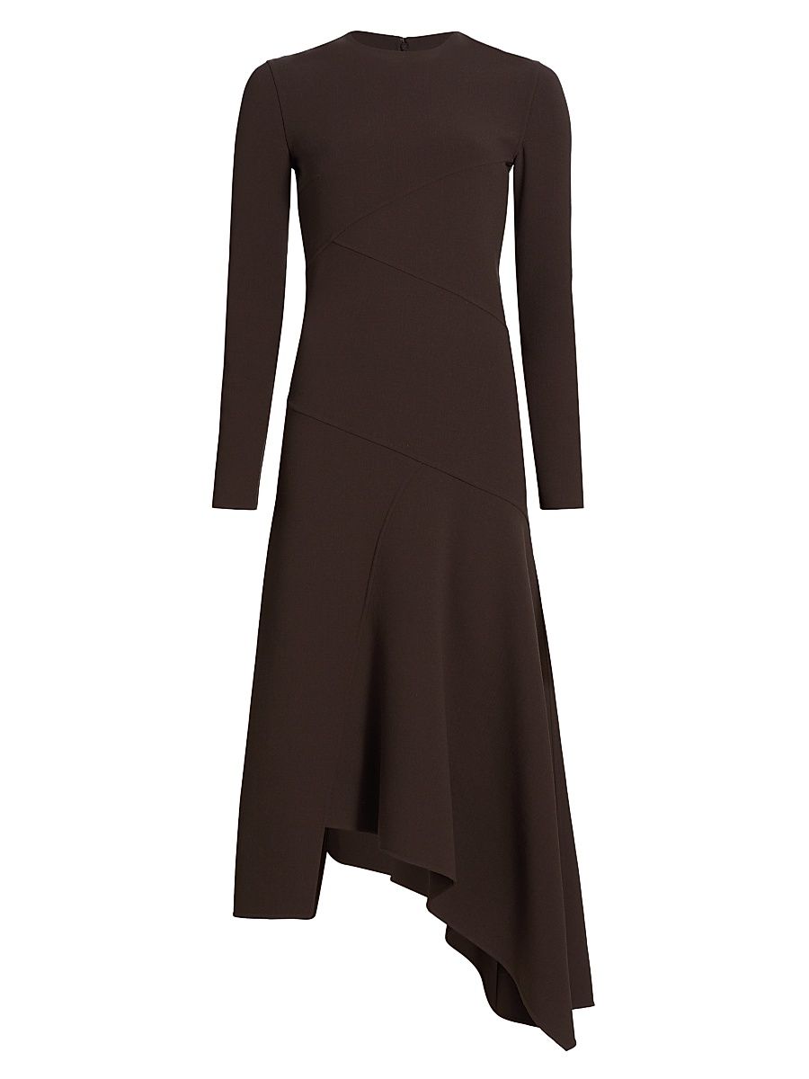 Women's Wool Handkerchief Midi-Dress - Chocolate - Size 12