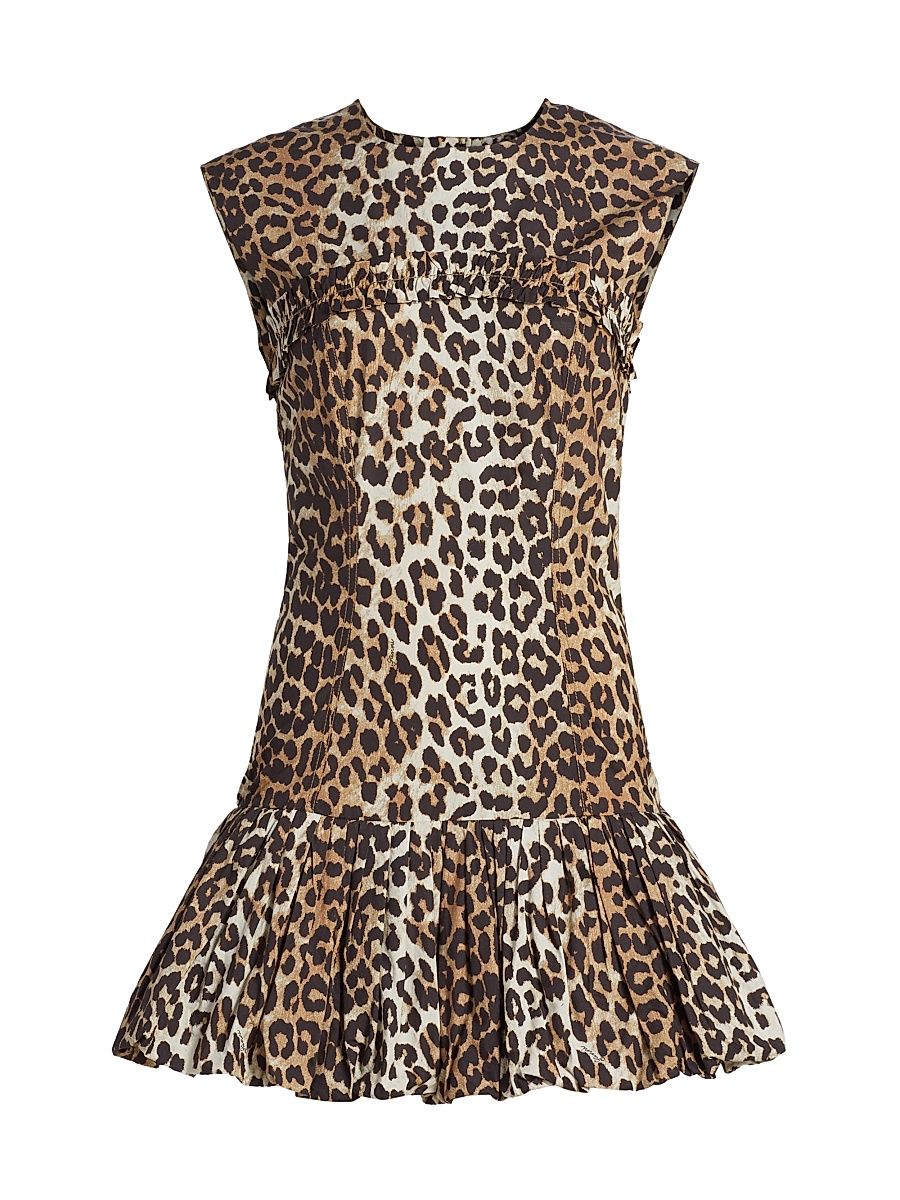 Women's Leopard-Print Cotton Corset Minidress - Leopard - Size 2