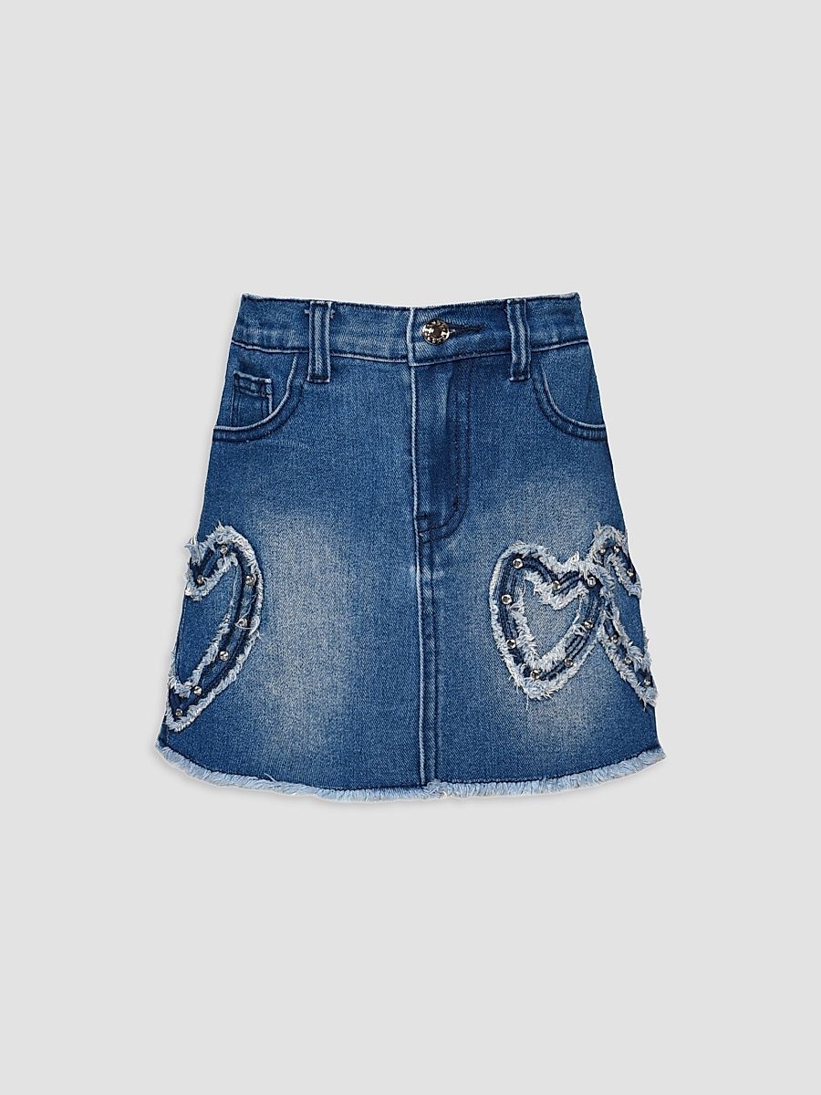 Girl's Little Girl's & Girl's Heart-Patch Denim Mini Skirt - Blue - Size 10