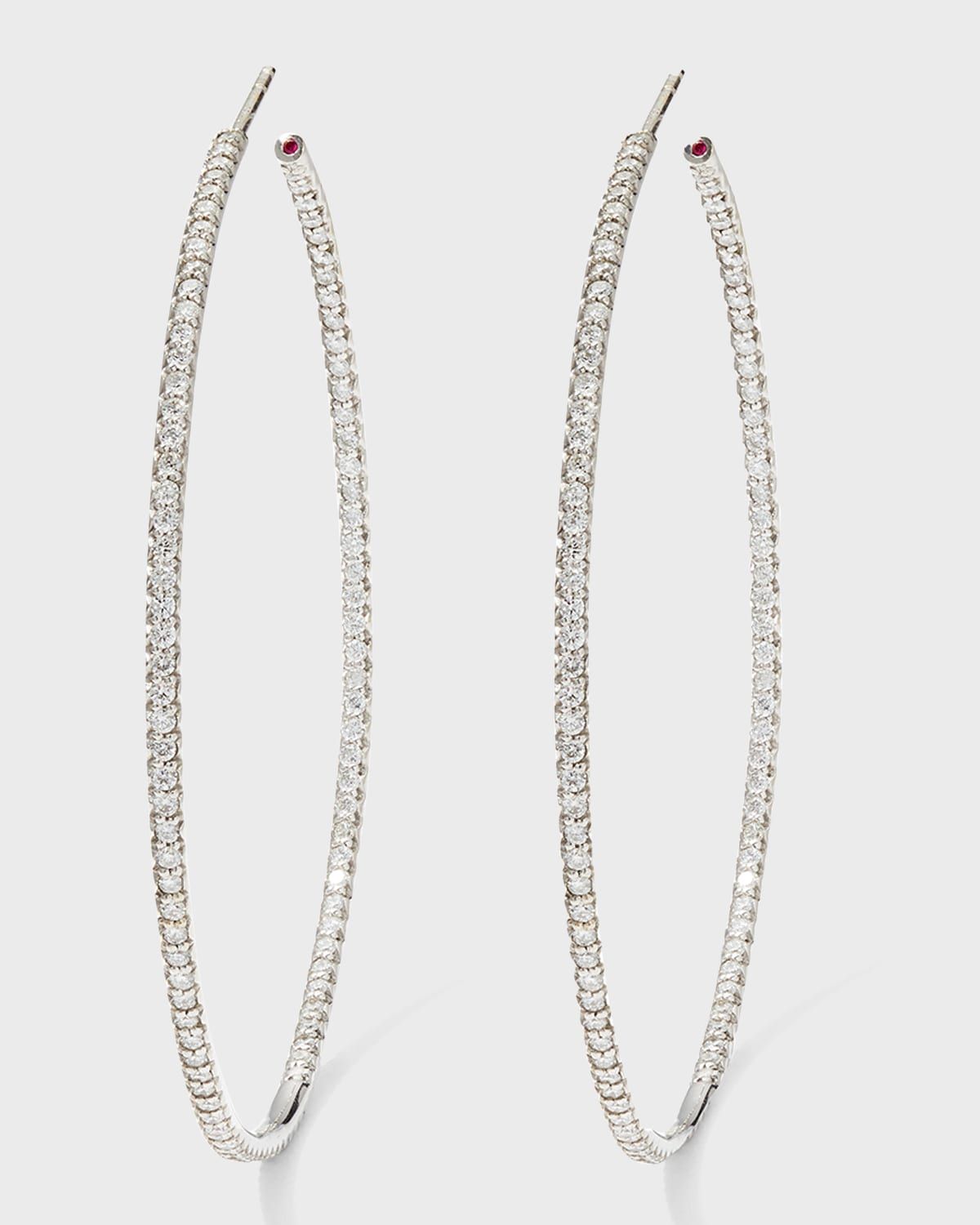 55mm Micro Diamond Hoop Earrings, 2ct
