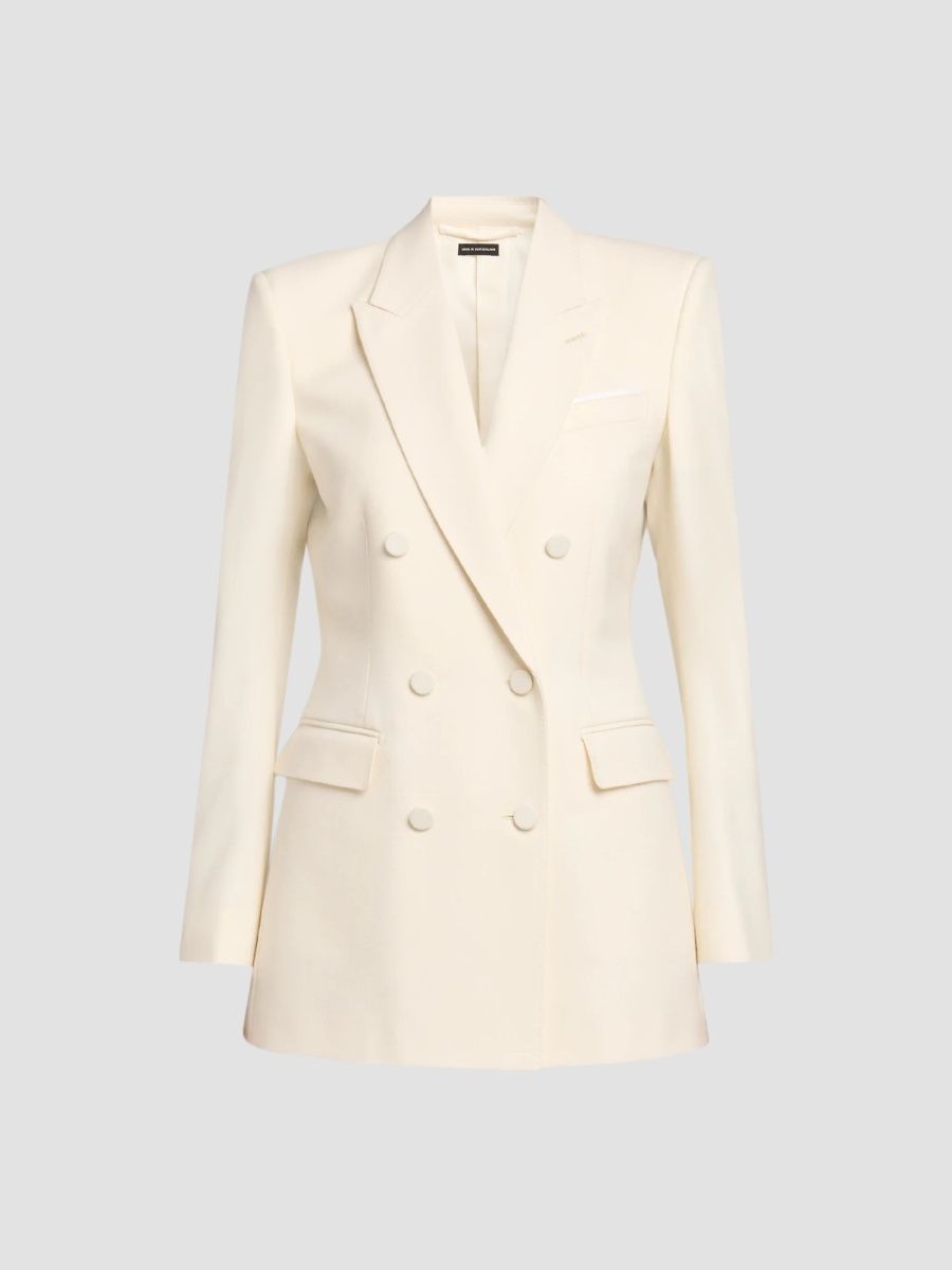 TOM FORD Women's Wool Double-Breasted Jacket - Off White - Size 4