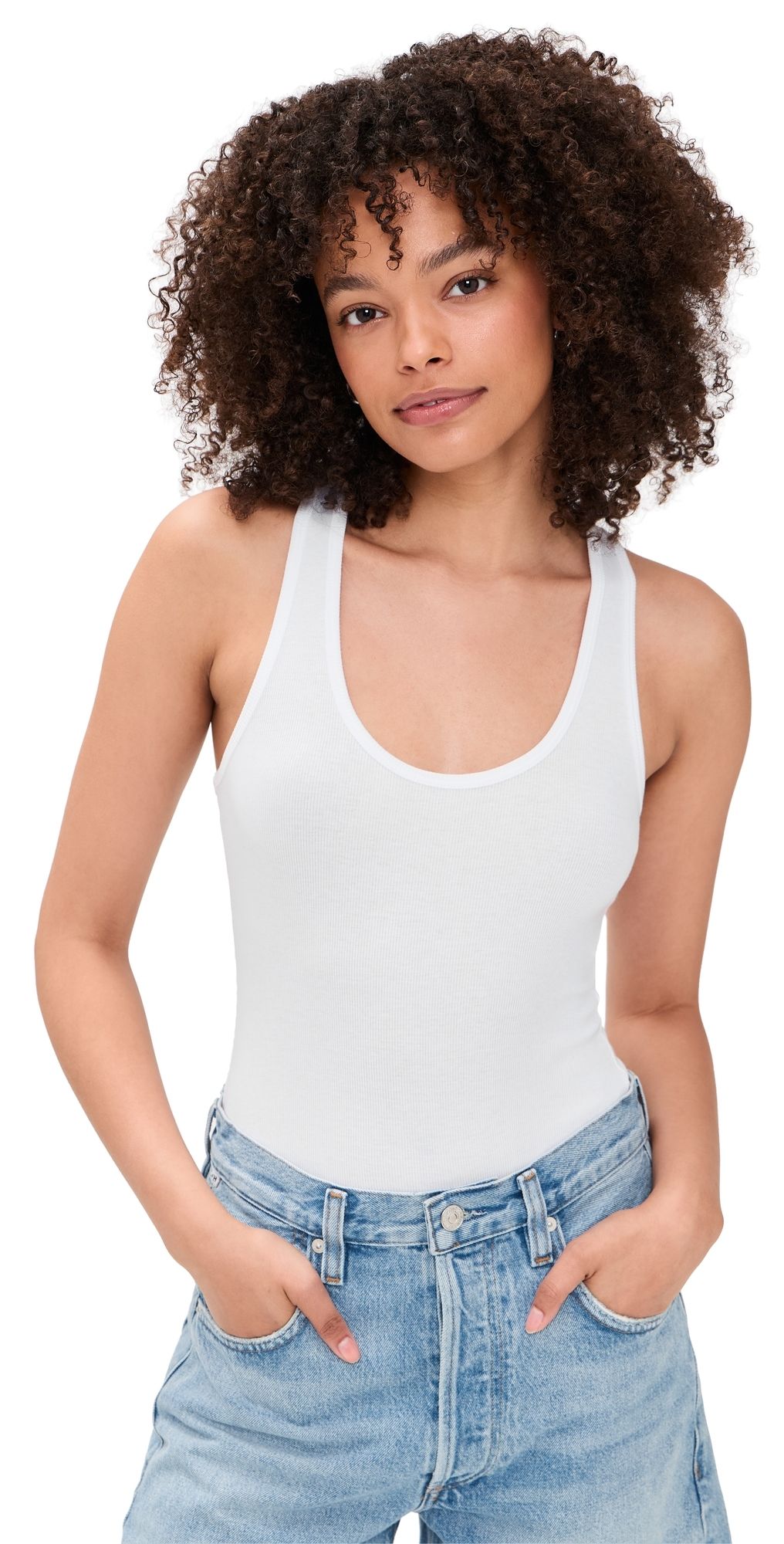 Commando Better Than Basic Rib Tank Thong Bodysuit White L