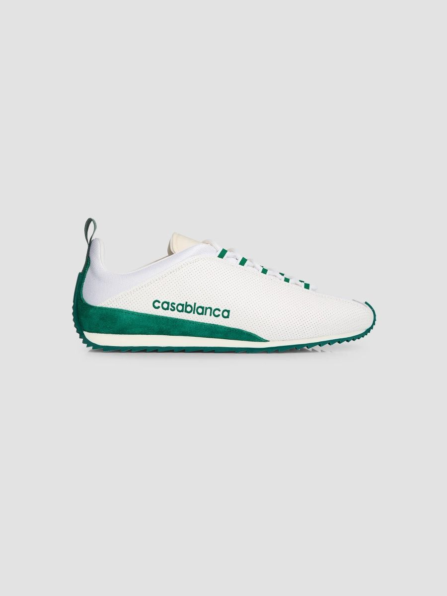 Casablanca Men's Khopesh Perforated Leather Low-Top Sneakers - White Green - Size 14