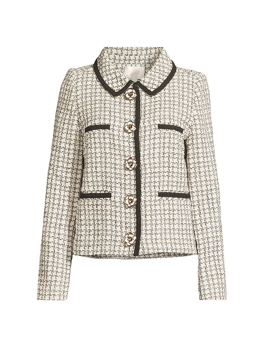 Women's Kalara Houndstooth Bouclé Blazer - Coconut Lurex Houndstooth - Size 16