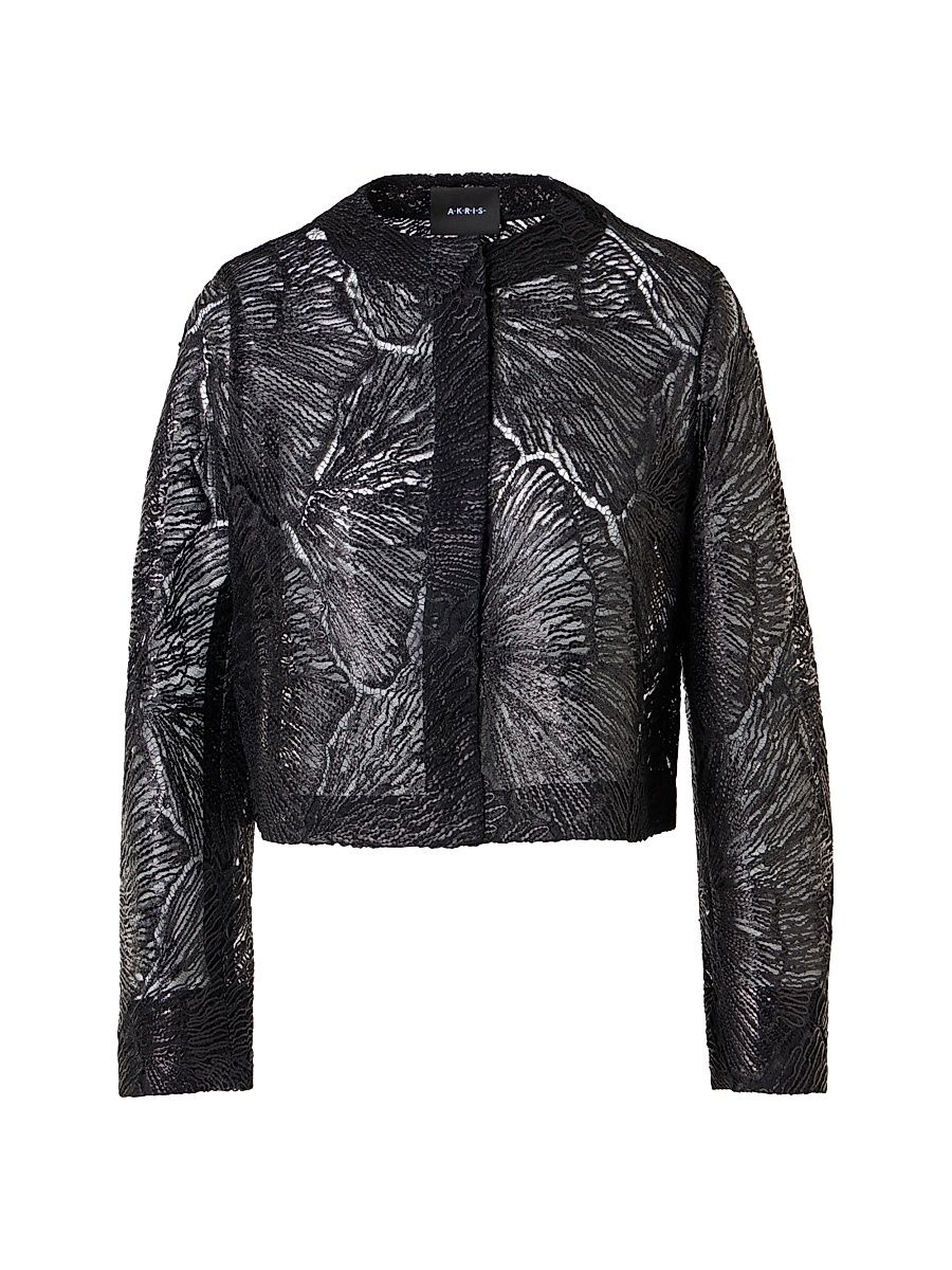 Women's Haron Lacquered Lace Short Jacket - Black - Size 14
