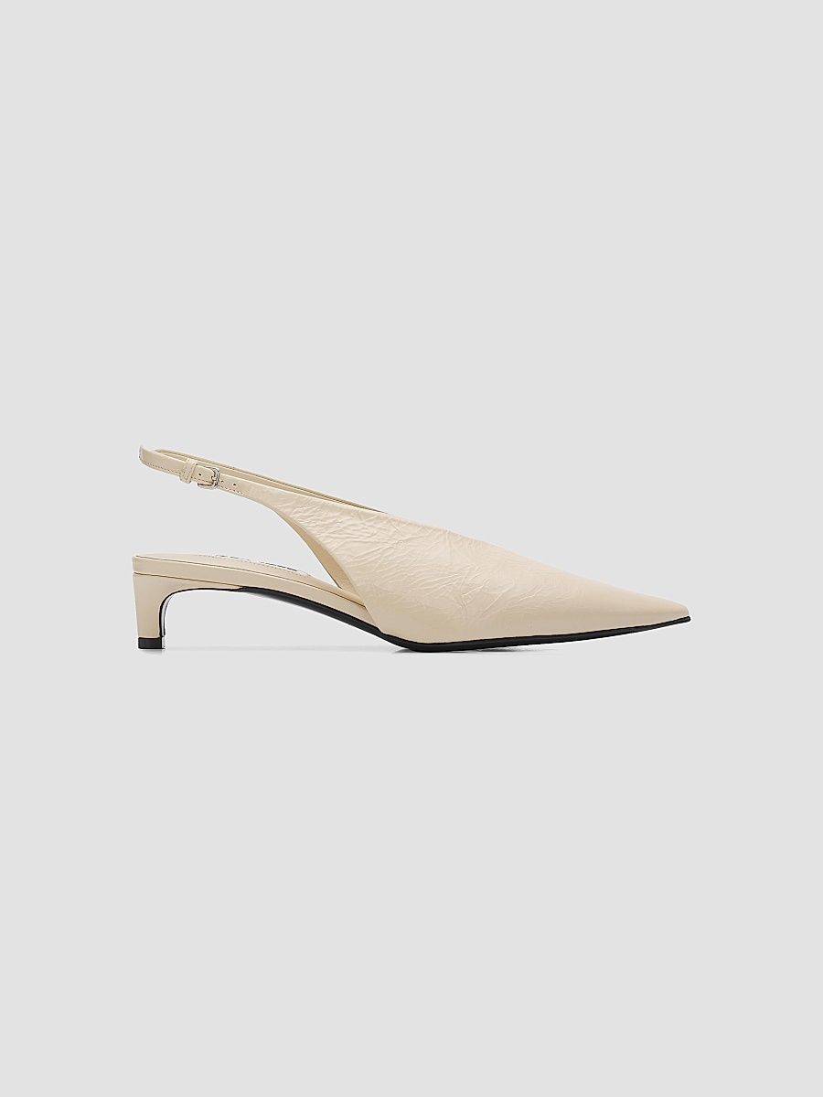 Jil Sander Women's 35MM Leather Slingback Kitten Heels - Bone - Size 11