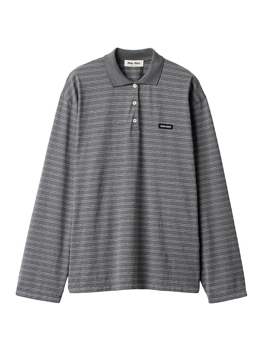 Women's Cotton Jersey Polo T-Shirt - Grey - Size Medium