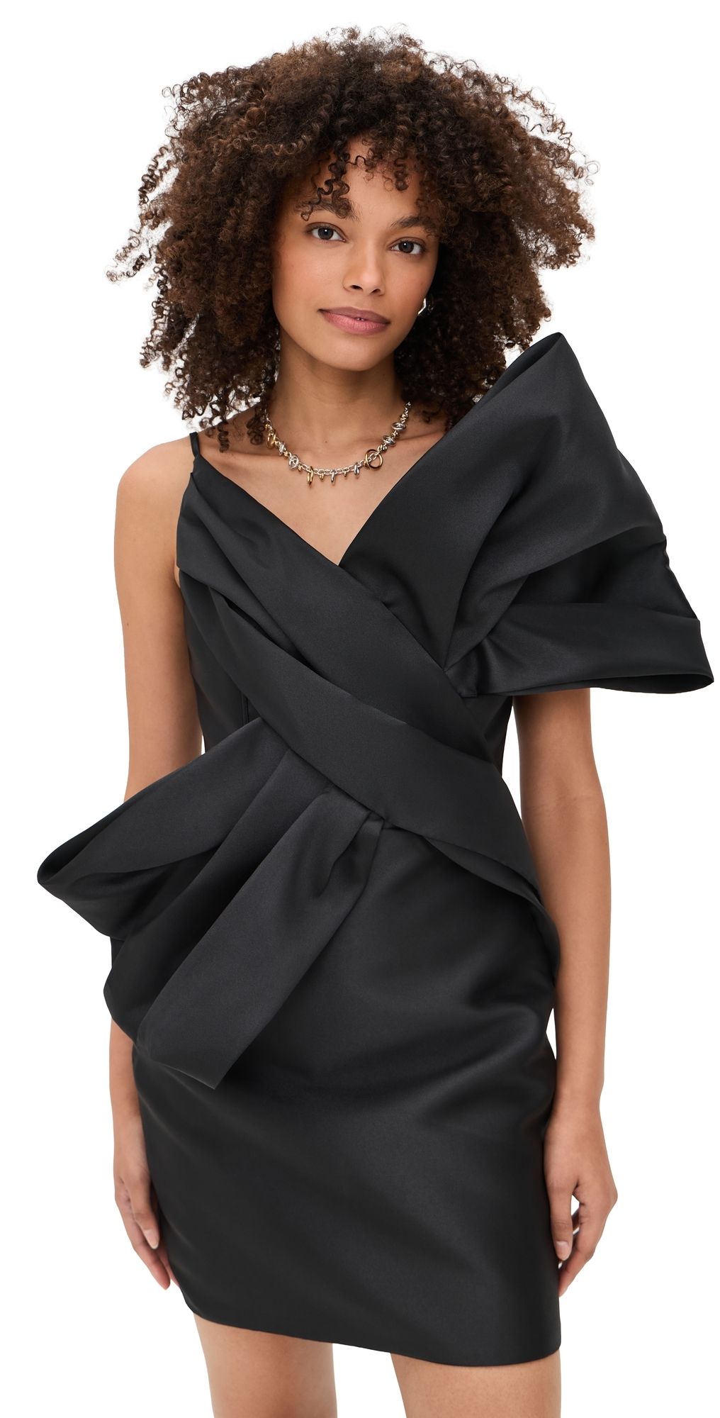 Marques'Almeida Heavy Satin Mini Bow Dress Black 14