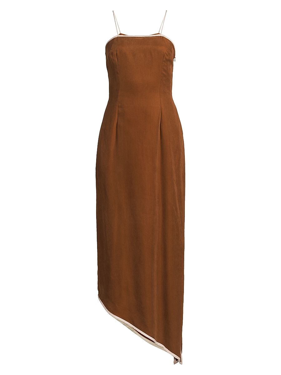 Women's Pivoine Avinta Squareneck Asymmetric Maxi Dress - Tawny - Size Large