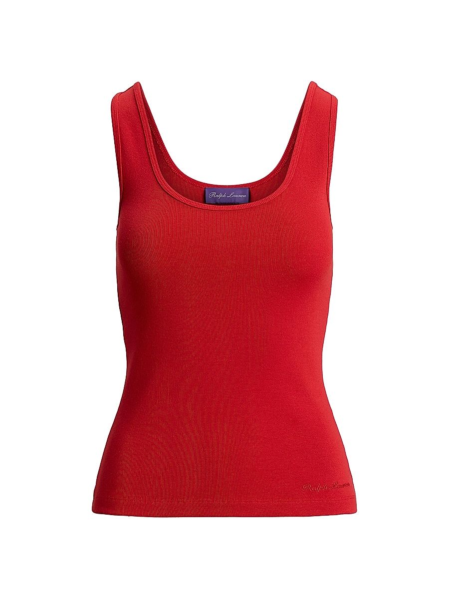 Women's Ellis Rib-Knit Cotton-Blend Tank - Bright Red - Size XS