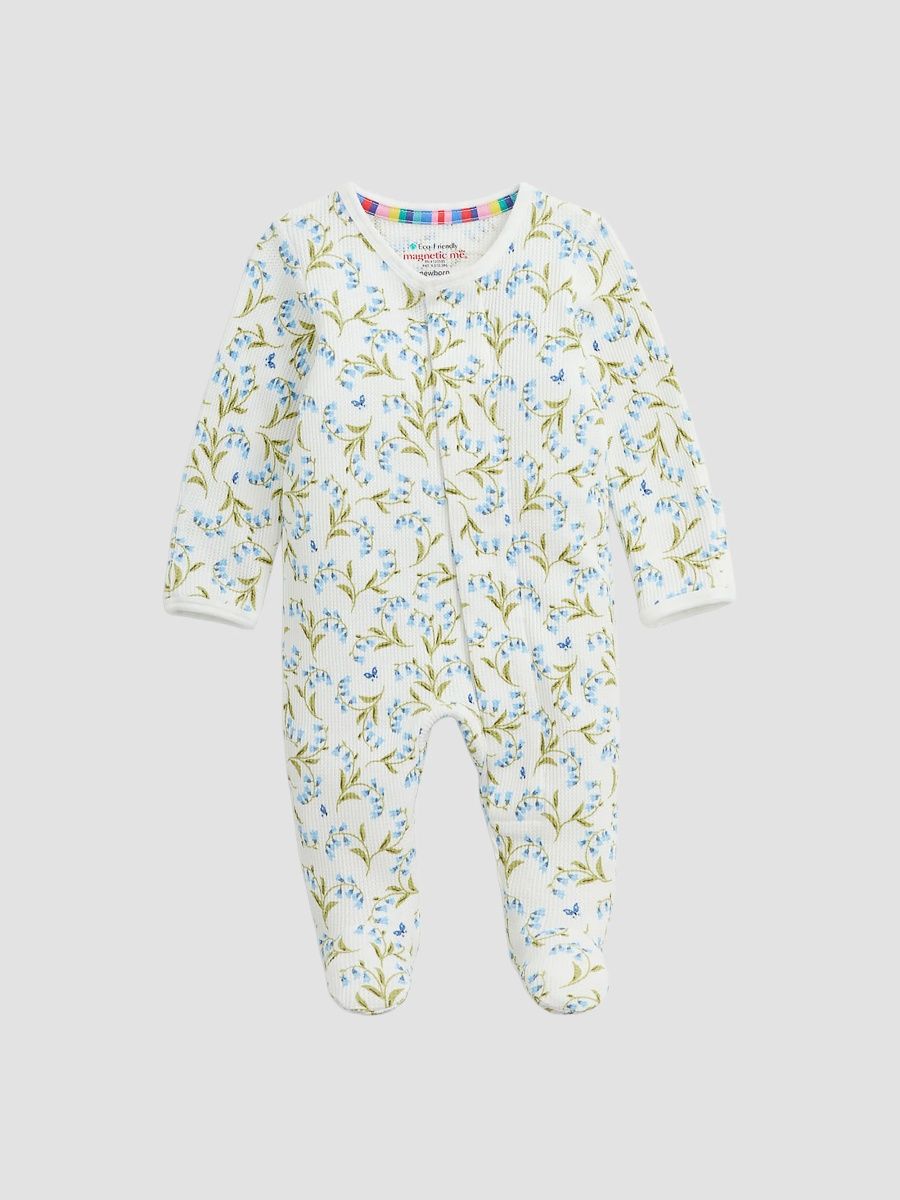 Girl's Baby Girl's Lillian Floral Waffle-Knit Footie - Lilly - Size 12 Months