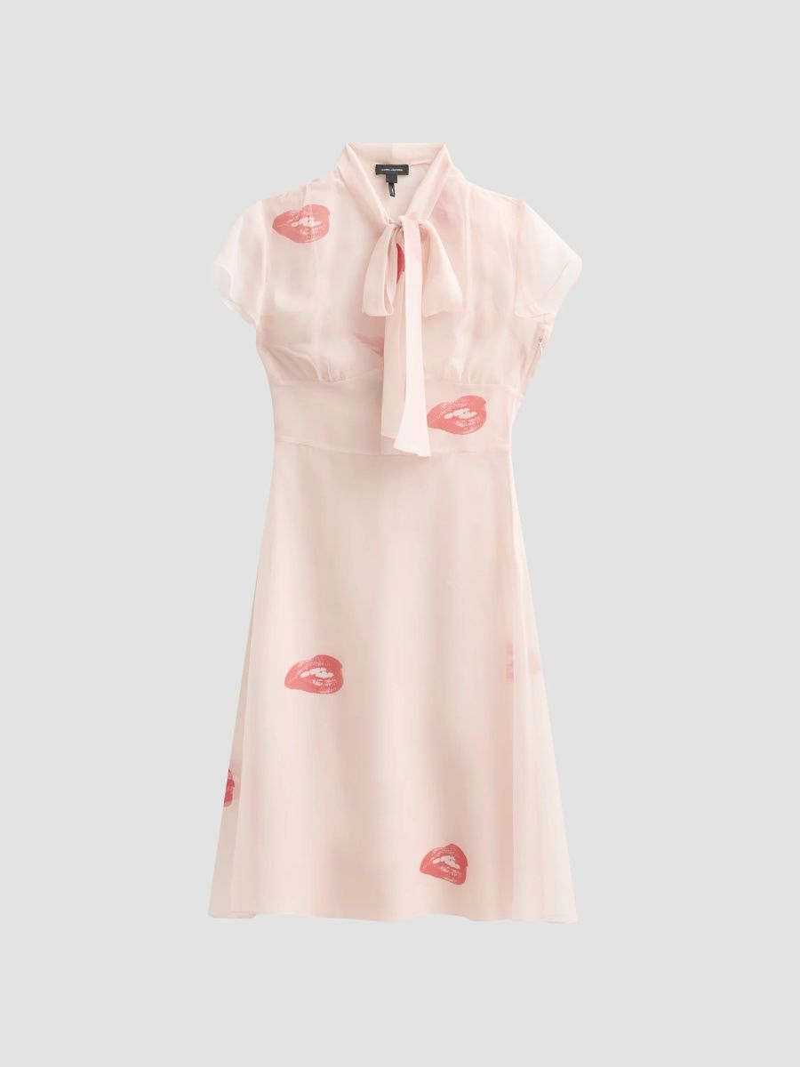 Marc Jacobs Women's Lips Tieneck Knee-Length Dress - Faded Pink - Size 10