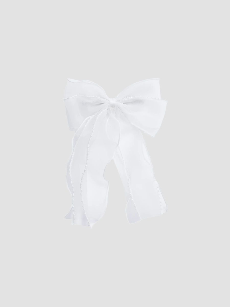 Tulleen Girl's Girl's Sheer Organza Beaded-Edge Hair Clip - White
