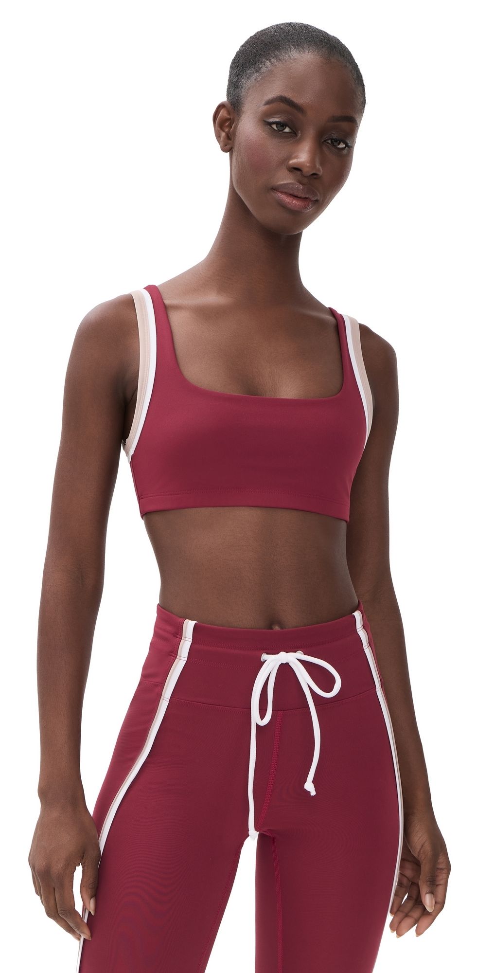 Year of Ours Sport Double Bra Maroon/White/Tan L