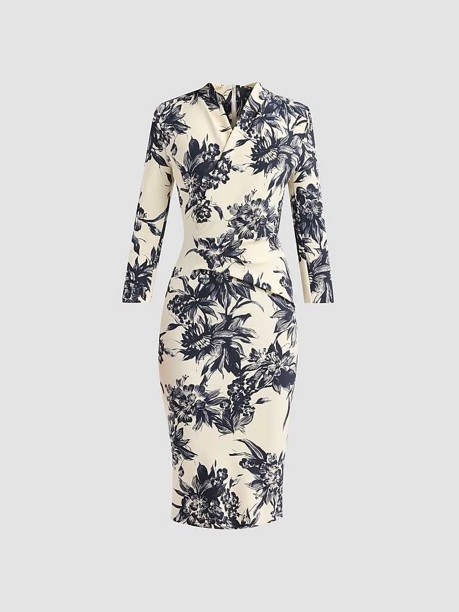 Chiara Boni La Petite Robe Women's Demei Floral Body-Con Dress - Stylish Houndstooth - Size 8