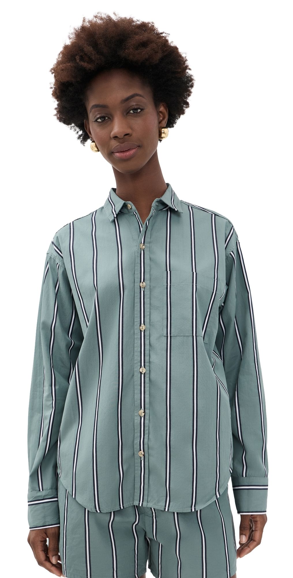 DONNI. The Pop Stripe Shirt Sage L