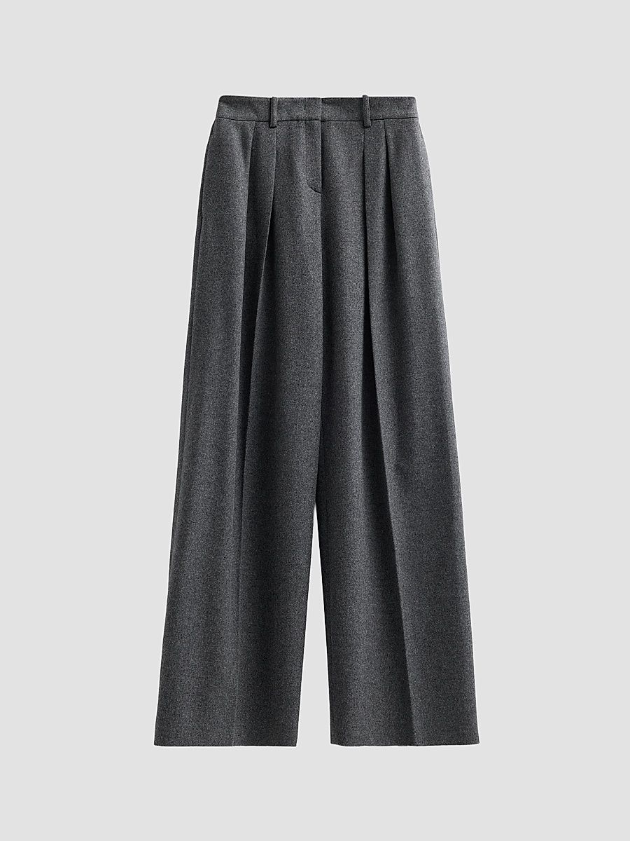 Women's Pleated Slouch Trousers - Graphite Melange - Size 6