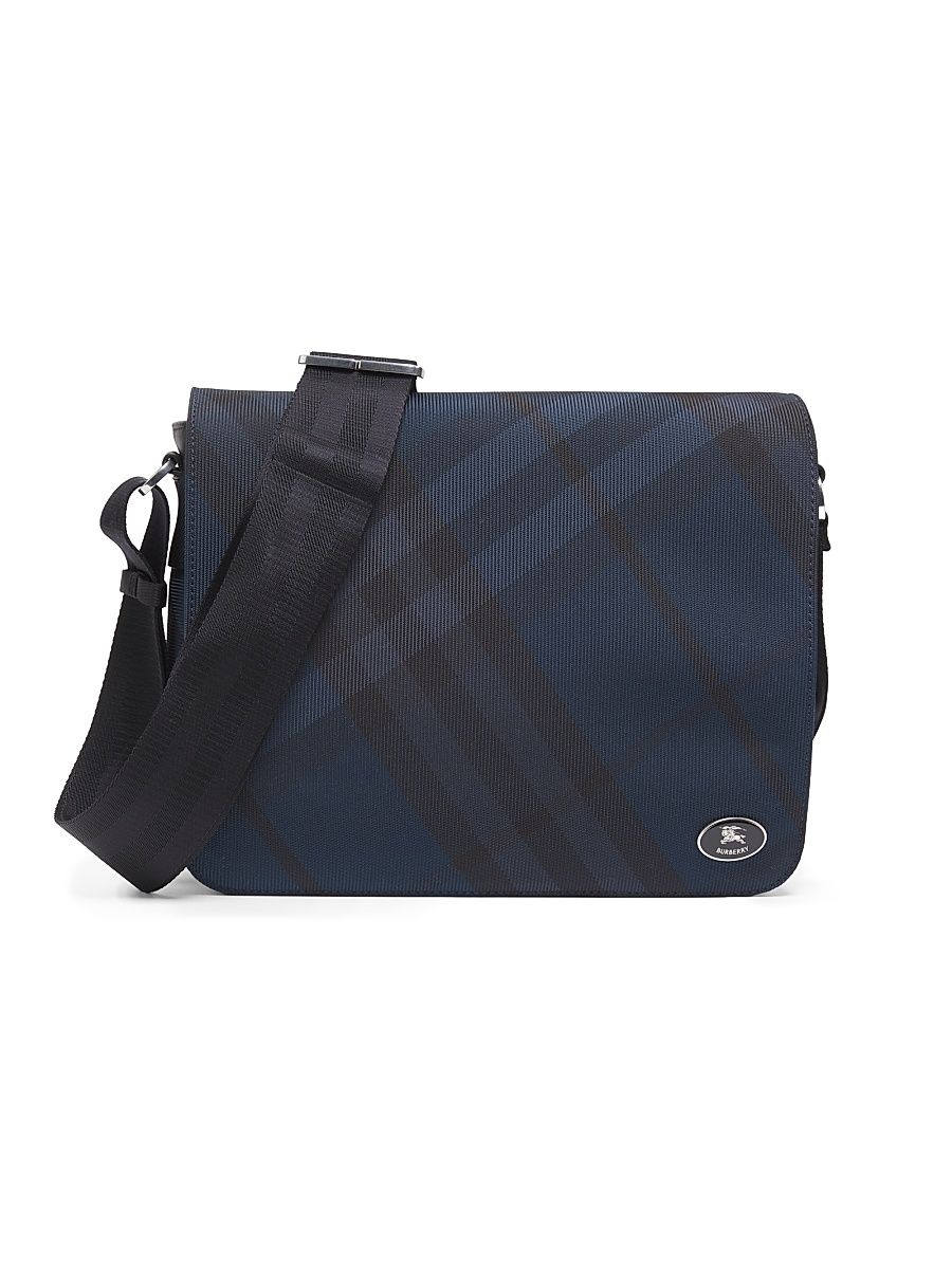 Men's Grid Nylon Messenger Bag - Navy