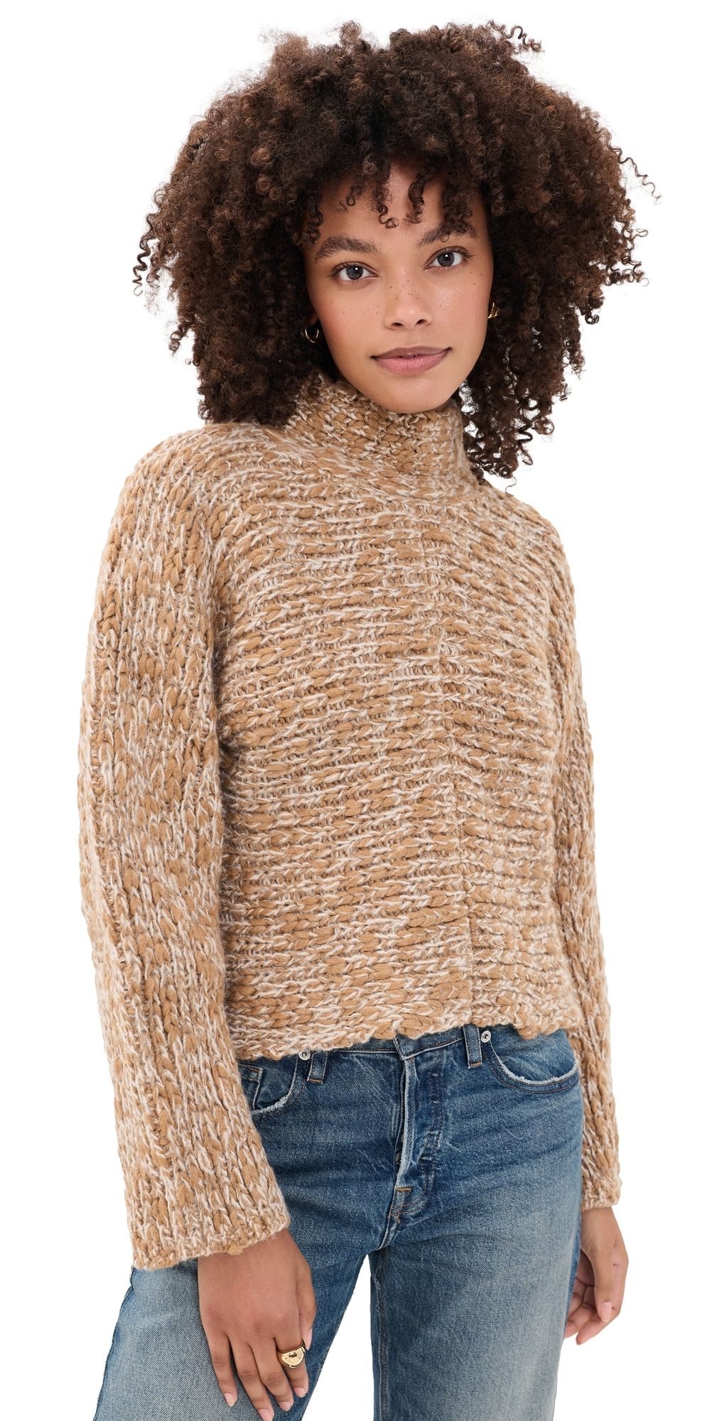 Proenza Schouler White Label Pippa Multi Yarn Sweater Oat Melange XXS