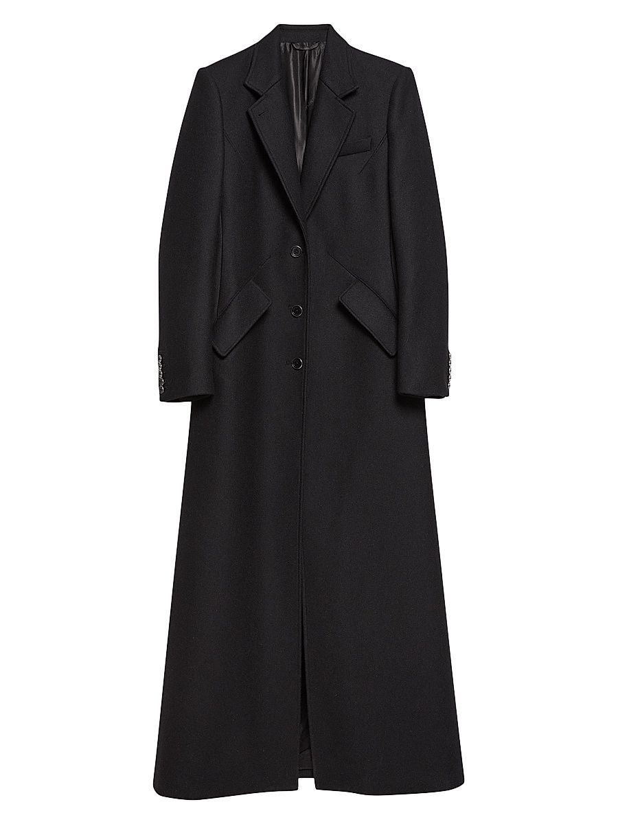 Women's Relaxed Fit Wool Blend Coat - Black - Size 12