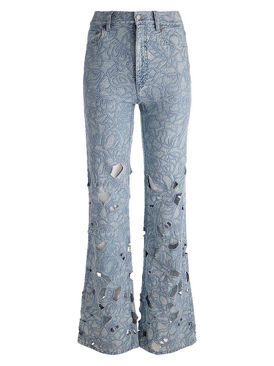 Women's Chic High-Rise Embroidered Eyelet Jeans - Rockstar Blue - Size 32