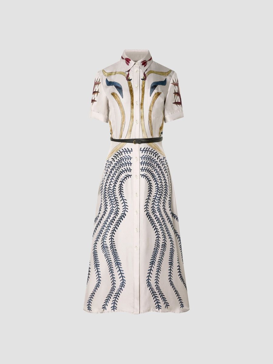 Altuzarra Women's Kiera Printed Silk Shirtdress - Lilac Ash Botanical - Size 10