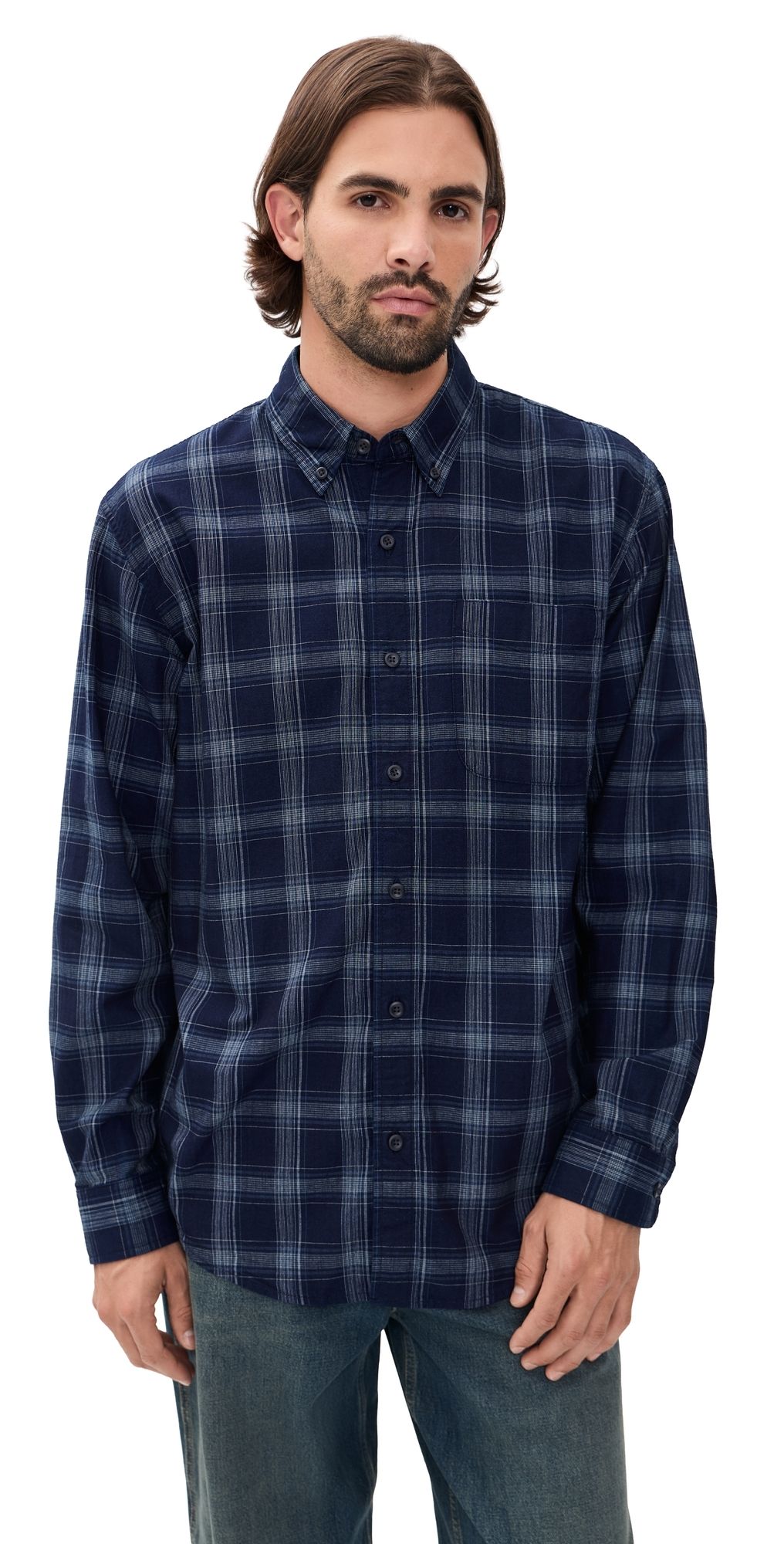 Filson Chambray Button-Down Shirt Dark Indigo Plaid XL
