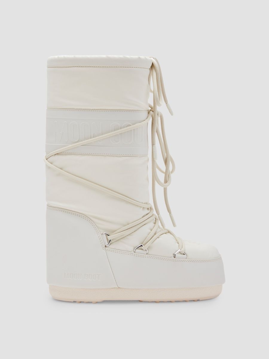 Moon Boot Women's Icon Lace-Up Snow Boots - Cream - Size 4.5