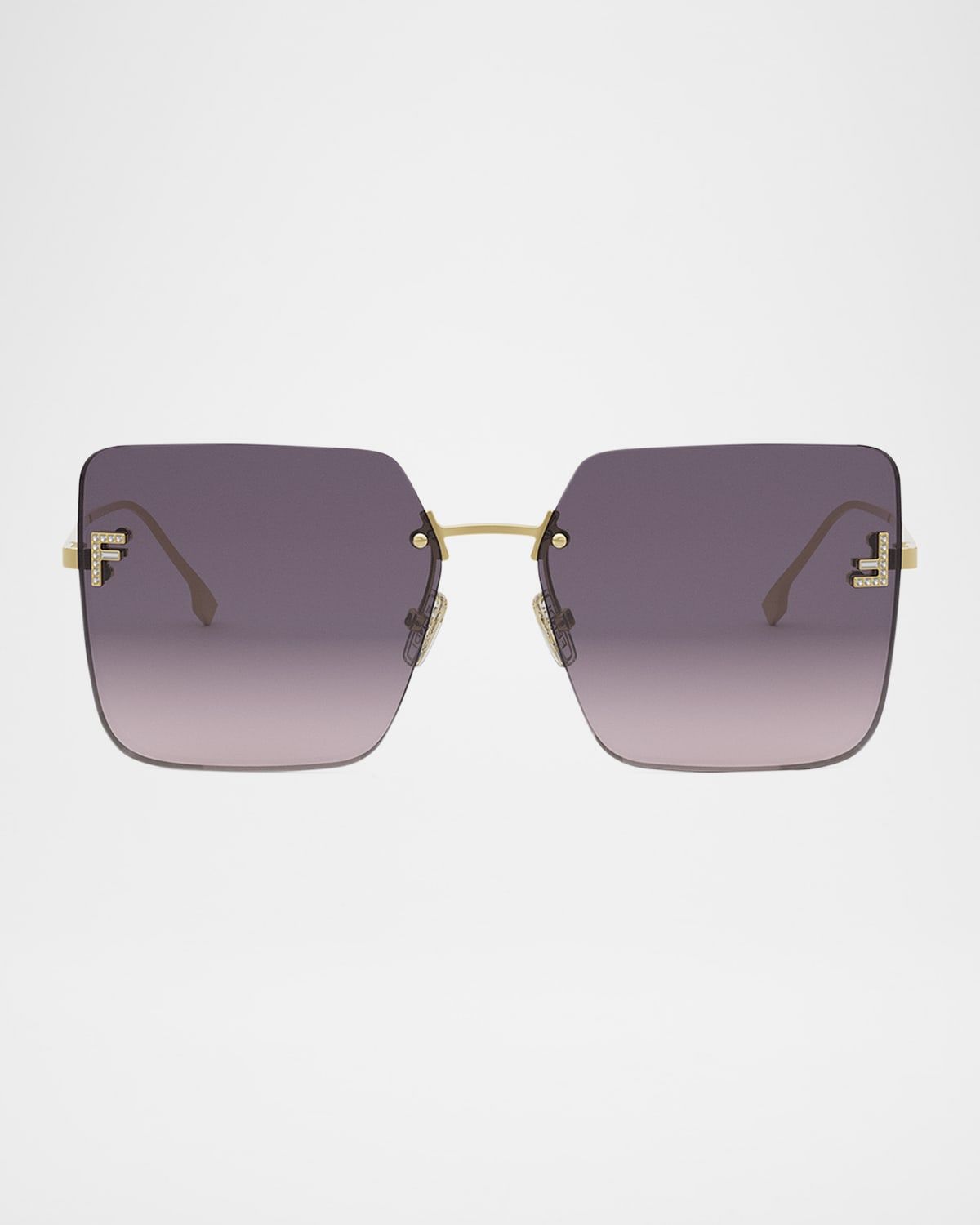 Oversized Rimless Square Metal & Nylon Sunglasses