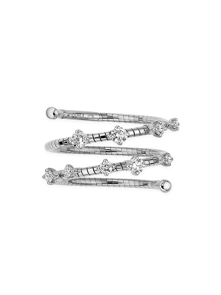 Women's Rugiada Diamanti 18K White Gold & Diamond Wrap Ring - White Gold - Size 7