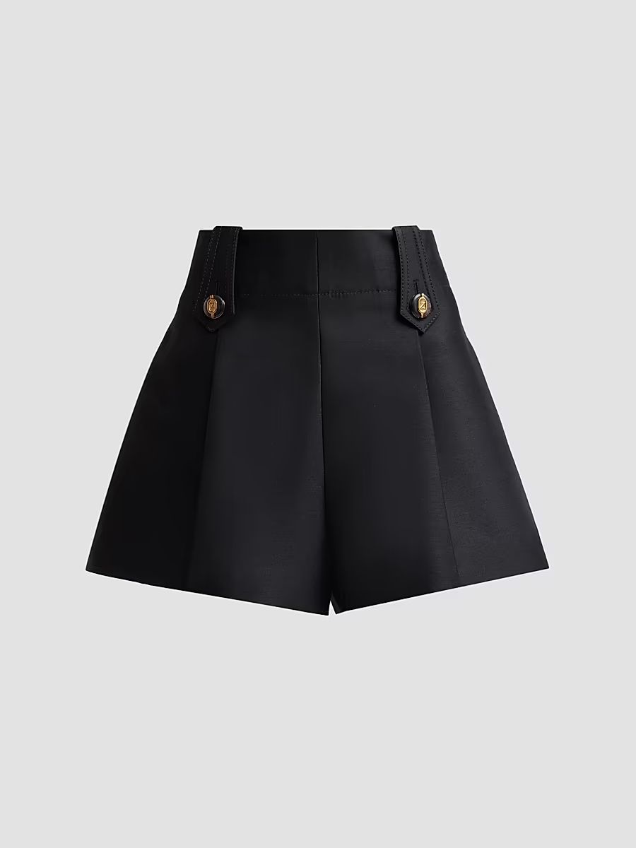 Women's Valiant Wool-Silk Tailored Shorts - Black - Size 10